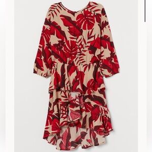 NWOT Johanna Ortiz x H&M Flounced Dress leaf print size xs